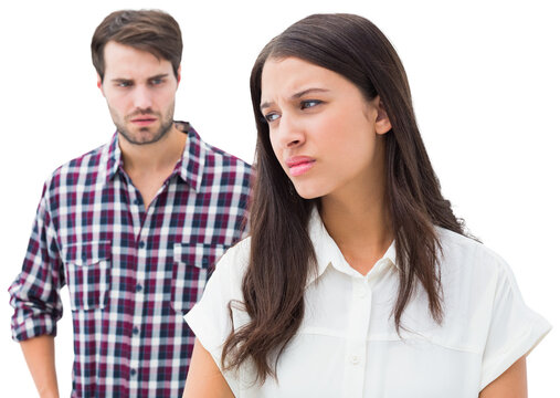 Angry brunette not listening to her boyfriend