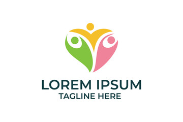 family love and care logo design vector template