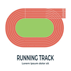 Running track, top view of sport stadium. Vector illustration.