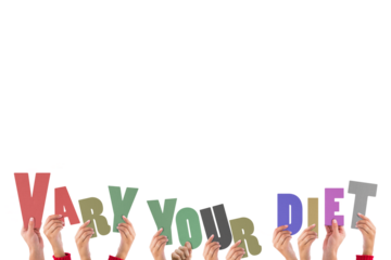 Hands holding up vary your diet