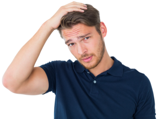 Handsome young man looking confused