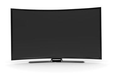Flat blank television set over white background