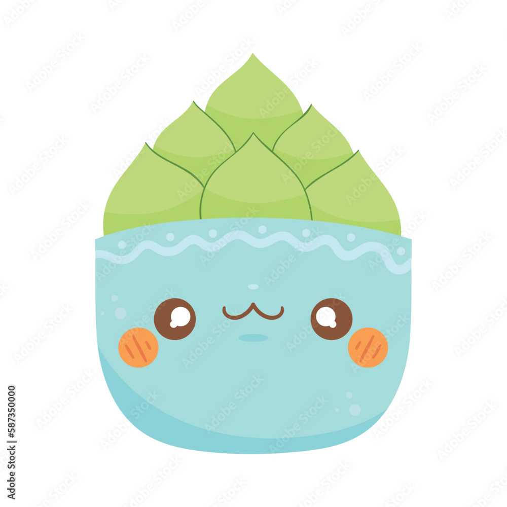 Sticker Happy blue kawaii plant pot