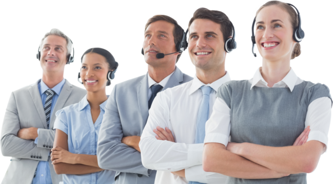 Executives standing with arms crossed