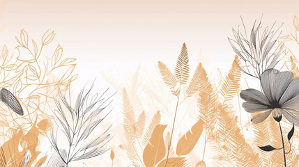 Fototapeta na wymiar flower leaves design pattern illustration for card and background generative ai