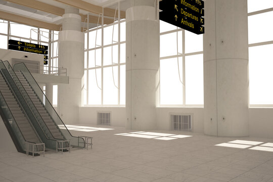 Empty escalator at airport