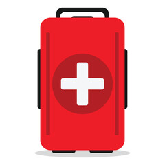 Illustration vector of first aid kit with flat design style,shadow and white background.Perfect for element graphic in poster,flyer,banner,infographic and animation at hospital and pharmacy.