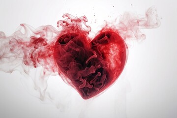 Beautiful Heart, Smoke Hearth, Heart on white background, shape oh Hearth - created with Generative AI technology