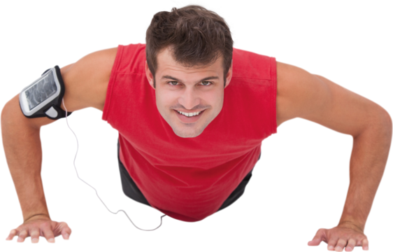 Fit man doing push ups
