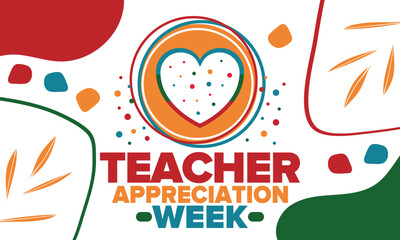 Teacher Appreciation Week in United States. Celebrated annual in May. In honour of teachers who hard work and teach our children. School and education. Student learning concept. Vector illustration