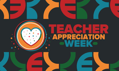 Teacher Appreciation Week in United States. Celebrated annual in May. In honour of teachers who hard work and teach our children. School and education. Student learning concept. Vector illustration