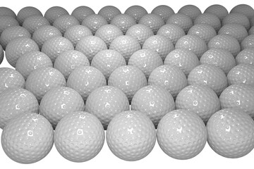 Golf balls against white background