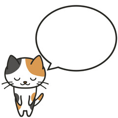 丁寧にお辞儀をして何かを伝える三毛猫