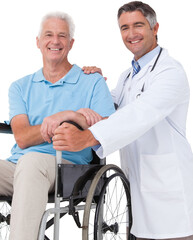 Doctor with senior patient in wheelchair