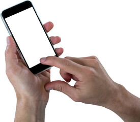 Close-up of cropped hands holding mobile phone