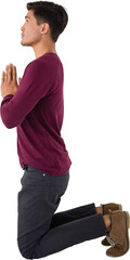Side view of business praying