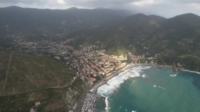 Aerial video over Italy, Liguria, Province of La Spezia, Levante