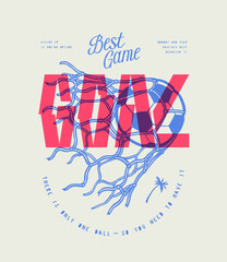 Goal. Football in the net. Soccer ball destroying the net. Best game vintage typography silkscreen t-shirt print vector illustration.