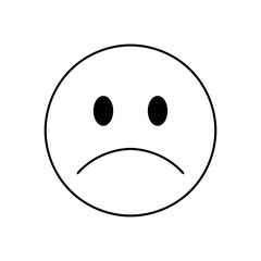 Vector isolated one single simplest round sad unhappy face emotion symbol colorless black and white contour line easy drawing
