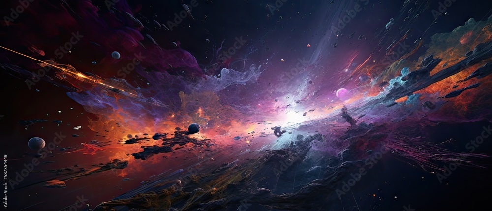Wall mural astronauts with spaceship exploring an asteroid in space 3d. generative ai.