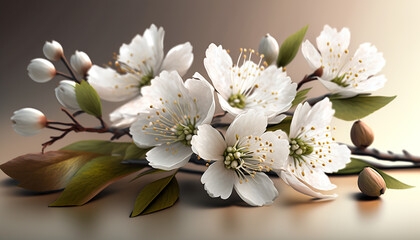 Fototapeta premium Flowering trees in the spring. Selective focus. Generative AI, 