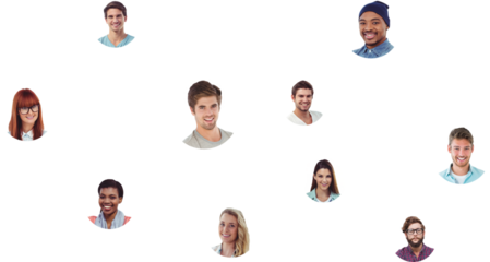 Business people connecting lines