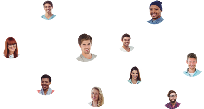 Business people connecting lines