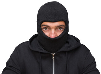 Portrait of burglar wearing balaclava