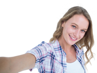 Happy hipster smiling at camera