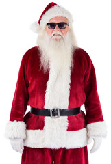 Santa Claus wears black sunglasses 