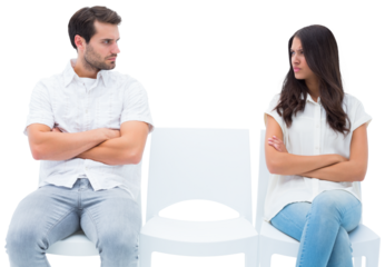 Angry couple not talking after argument