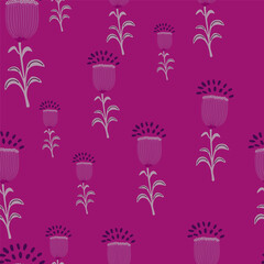 Seamless spring pattern with stylize flowers. Elegant botanical background. Abstract floral wallpaper.