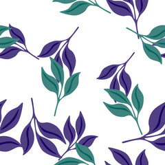 Simple leaves Seamless pattern. Decorative forest leaf endless wallpaper. Organic background.