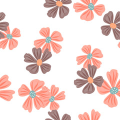 Chamomile flower seamless pattern in simple style. Abstract floral endless background.