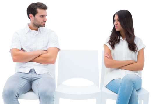 Angry couple not talking after argument
