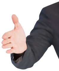 Businessman extending arm for handshake