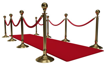 Gold rope barrier and red carpet