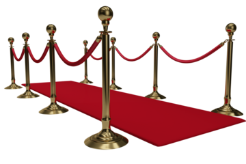 Gold rope barrier and red carpet
