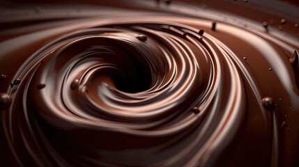 Chocolate background. Melted chocolate. Chocolate swirl. Melted chocolate swirl background. Generative Ai.