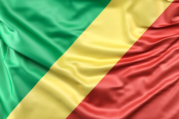 Ruffled Flag of Republic of the Congo. 3D Rendering