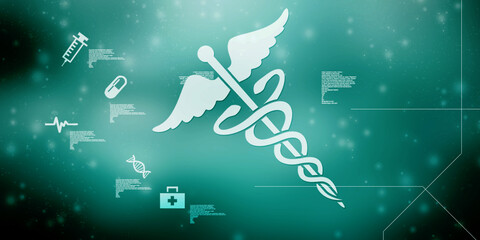 2d illustration caduceus medical symbol