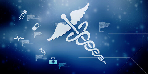 2d illustration caduceus medical symbol