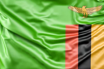 Foto op Aluminium Ruffled Flag of Zambia. 3D Rendering © kirill_makarov
