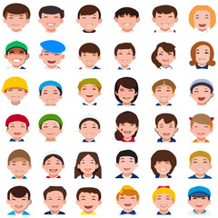 set of cartoon people face character