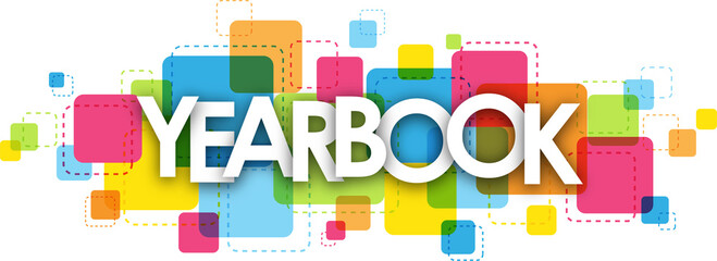 YEARBOOK colorful typography banner on transparent background
