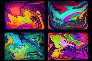 Liquid abstract colorful texture background. Ai generative