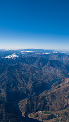 Obraz premium Vertical landscape from the sky, mountains and streams, landscape background