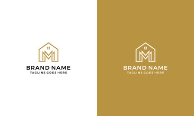 Abstract letter M real estate, M house logo vector template 