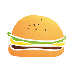 Burger fast food. Illustration element.