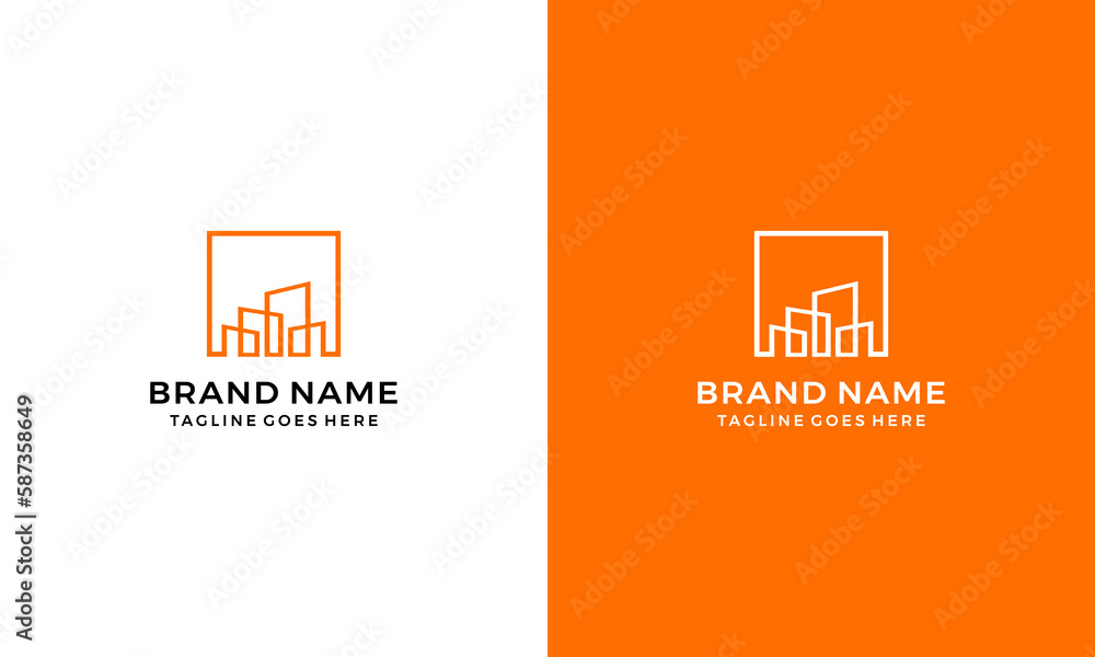 Poster building concept logo icon vector template